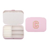 Unique Bargains PU Leather Jewelry Box for Women Pink Letter C