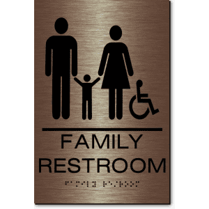 California FAMILY RESTROOM Accessible Wall Sign-Copper / Black (1 Unit)