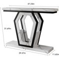 thumbnail image 2 of FUSUNBAO 47.3" Console Table,Openwork Bracket Sofa Table, Wood Narrow Entryway Table for Hallway, Behind The Couch, Living Room, Foyer, Easy Assembly（White Marble Texture）, 2 of 17