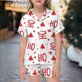 thumbnail image 4 of RUTAYY Girls Christmas Pajama Set Snowflake Letter Print Short Sleeve 2 Piece Set Children Sleepwear, White, 4 of 4