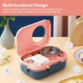 thumbnail image 3 of Bento Box with Soup Bowl, Camera Lunch Box for Kids, 3-Compartment Portion Control Stainless Steel Lunch Container for Adults, Leakproof Bento Lunch Box with Bag and Utensils (Blue & Pink), 3 of 7