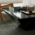 thumbnail image 3 of POVISON Modern Drum Coffee Table, Minimalist Trapezoid Sintered Stone Coffee Table, 39.37", Black, 3 of 9