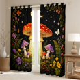 thumbnail image 2 of Homewish Cute Plant Mushrooms Kitchen Curtains,Dreamy Floral Butterfly Stars Black Out Curtains Pack of 2 (42x63 Each), 2 of 6
