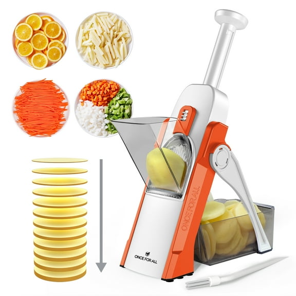 ONCE FOR ALL Adjustable Thickness Mandoline Slicer, Safe Stainless Steel Vegetable Chopper, Onion Tomato Potato Slicer
