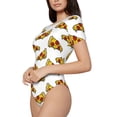 thumbnail image 2 of Daiia Pizza print Women's Crew Neck Short Sleeve Bodysuit Fashion Tops Fit Casual Basic Extender Bodysuit-Medium, 2 of 9
