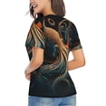 thumbnail image 3 of Women's V Neck T Shirts Casual Short Sleeve Tops Blouse, Octopus Twisted Tentacles Art, 3 of 6