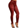 thumbnail image 2 of Gvmfive Women's Leggings Fake Denim Print High Waist Jeggings Pants, 2 of 8