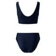 thumbnail image 6 of Xmyrz Swimsuit Women Bathing Suits Two Piece Scoop Neck Solid Recreation Brief Crop High Waist Bottoms Swimsuit Sets Swimwear, 6 of 7