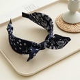 thumbnail image 2 of HNMKIU Heardband Women's Wide Headband Bow Knot Paisley Print Fashion Hair Accessories For Daily Wear And Outdoor Activities Navy,One Size, 2 of 4