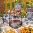 thumbnail image 5 of Double Layer Metal Hanging Birdbath 2 in 1 Bird Feeders with Black Chains for Outdoor Garden Yard Decor in Copper, 5 of 5