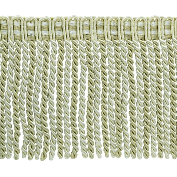 6" (15cm) Noblesse Collection Bullion Fringe Trim with Fancy Knitted Header # DB6,, White Sands #4001 (White Ivory, Cream Ivory, Light Beige) Sold By The Yard (36"/3 ft/0.9m)