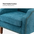 thumbnail image 5 of Wooden Upholstery Armchair Lounge Sofa Club Accent Chair Nailhead Trim Side Chair Living Room Bedroom Blue, 5 of 6