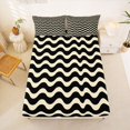 thumbnail image 5 of Homewish Yellow Wave Lines Queen Sheets,Contemporary Art Queen Sheet Sets,4pcs,1 Flat Sheet, 1 Fitted Sheet and 2 Pillowcases, 5 of 6