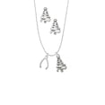 thumbnail image 2 of Delight Jewelry Silvertone Wishbone Silver tone Zig Zag Christmas Tree Charm Necklace and Stud Earrings, 2 of 4