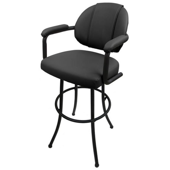 Tobias Designs 30" Vinyl Swivel Tilt Bar Stool in Dark Gray and Black