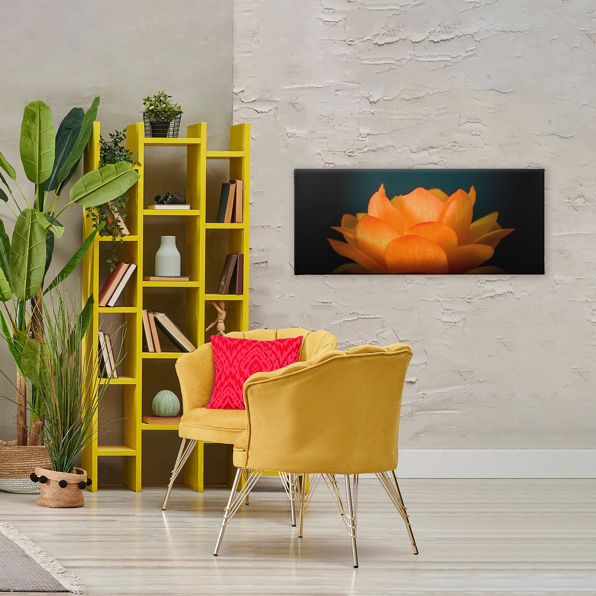 Glowing Orange Lotus Canvas Wall Art, design by Phillip Flowers