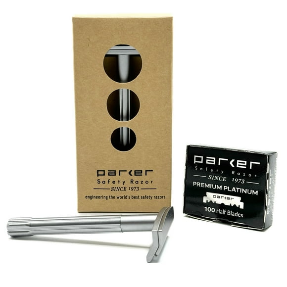 Parker SoloEdge Single Edge Safety Razor With 100 Parker Platinum Single Edge Blades