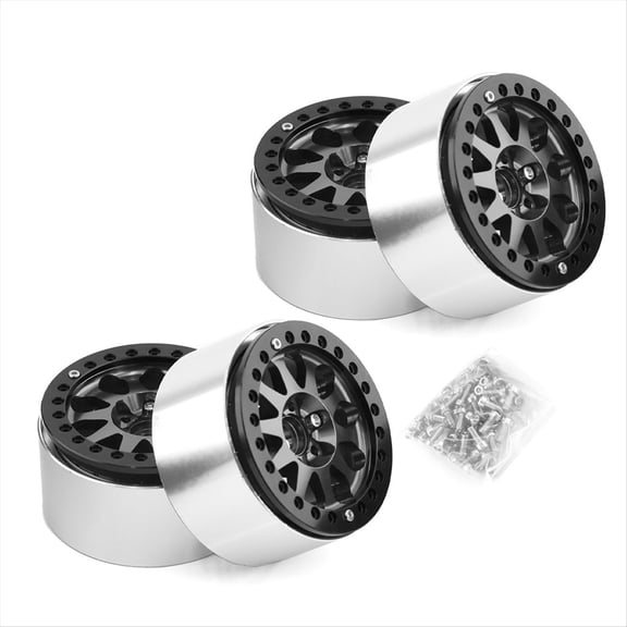 2.2 Inch Beadlock Wheel Rims Heavy Duty Alloy for 1:10 RC Crawler SCX10 -4 4Pcs-Set Silver
