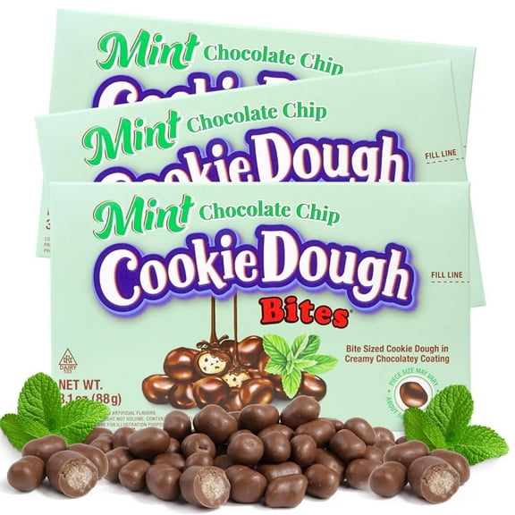 Mint Chocolate Chip Cookie Dough Bites, Pack of 3, 3.1 Ounces per Box