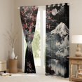 thumbnail image 3 of Manfei Fuji Mountain Lake Black Out Curtains, Red Plum Blossom Curtains Pack of 2 (42x63 Each), Black Red Gray, 3 of 6