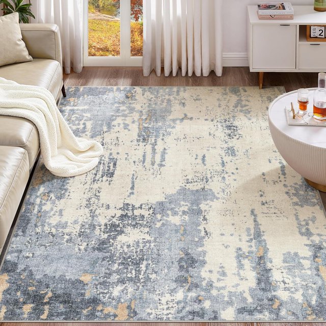 x Area Rug Living Room Rugs - Washable Neutral Modern Abstract Soft Thin Large Rug Indoor Floor No Slip Rug Carpet for Bedroom Under Dining Table Home Office Decor -