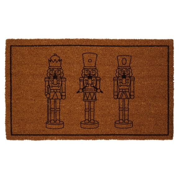 My Texas House Natural and Black Nutcracker Outdoor Coir Christmas Doormat, 18" x 30"