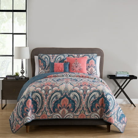Coral & Gray Casa Real Quilt Set (Full/Queen) - VCNY