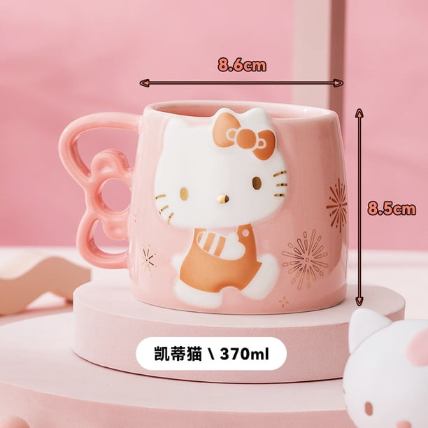 Taza Kawaii Sanrio Hello Kitty Anime Figura Kuromi My Melody 370ml Taza Café Cerámica Oficina Leche Desayuno Té Caja Regalo Peluche