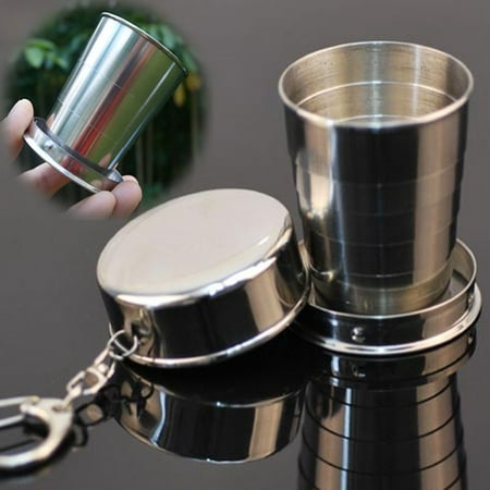 YOSOO Collapsible Cup Stainless Steel Portable Folding Metal Telescopic Keychain Cups Mug for excursion Outdoor Travel Camping