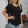 thumbnail image 3 of yillto Women Short Sleeve Blouse Crewneck Pleated Business Casual Tops Summer Work Office Dressy Shirts, 3 of 7