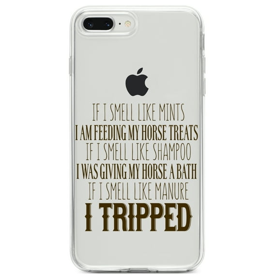 DistinctInk Clear Shockproof Hybrid Case for iPhone 7 PLUS / 8 PLUS (5.5" Screen) TPU Bumper Acrylic Back Tempered Glass Screen Protector - Smell Like Horse Treats, Shampoo, Manure