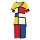 thumbnail image 4 of Mondrian minimalista vanguardista De Stijl arte moderno abstracto vestido suelto con bolsillos vestidos De mujer vestido elegante De lujo, 4 of 7