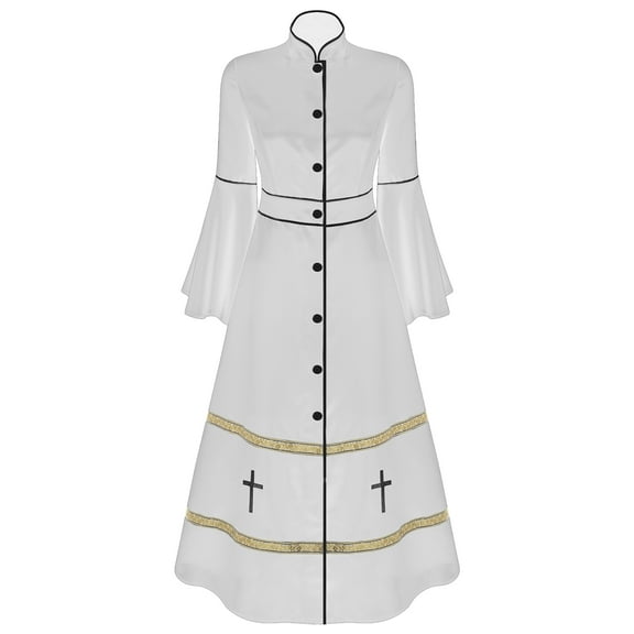 Haitryli Womens Clergy Minister Cassock Robes Pulpit Liturgical Vestments Church Pastor Robe White M