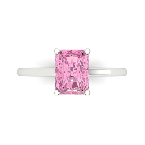 Solitaire Engagement Ring for Women - 2ct Simulated Pink Diamond in 18K White Gold Promise Ring