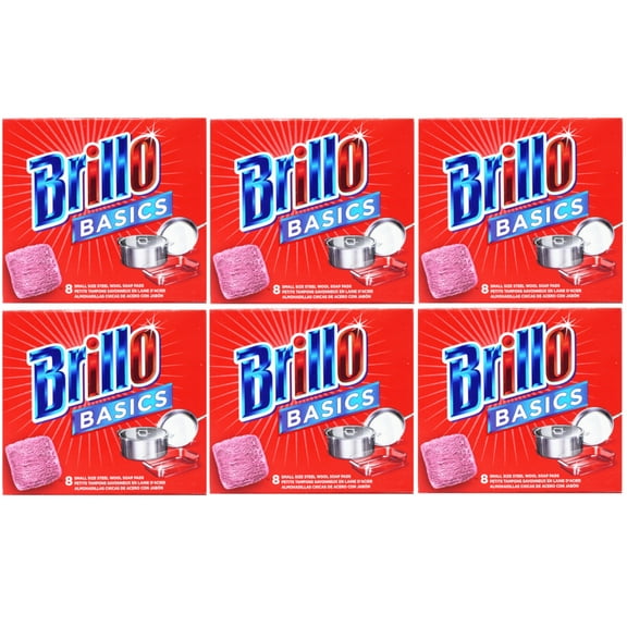 Brillo Basics Steel Wool Scrub Pads, 8-ct. Box - 6 Pack
