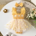 thumbnail image 2 of MEZZALL Girls Sleeveless Plaid Floral Romper Bodysuits Dress Sundress Headbands Set, Yellow, 3-6 Months, 2 of 6
