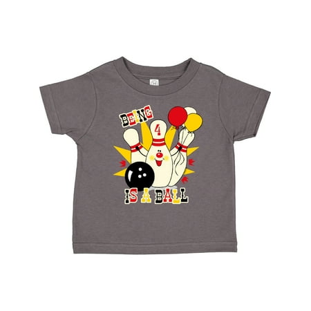

Inktastic Cute Bowling Pin 4th Birthday Gift Toddler Boy or Toddler Girl T-Shirt