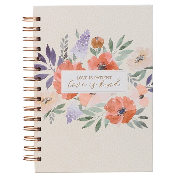 With Love Inspirational Journal: Love Is Patient Love Is Kind, Ivory, 192 Ruled Pages, Large Spiral-bound Notebook (8.4" x 6.4" x 1")