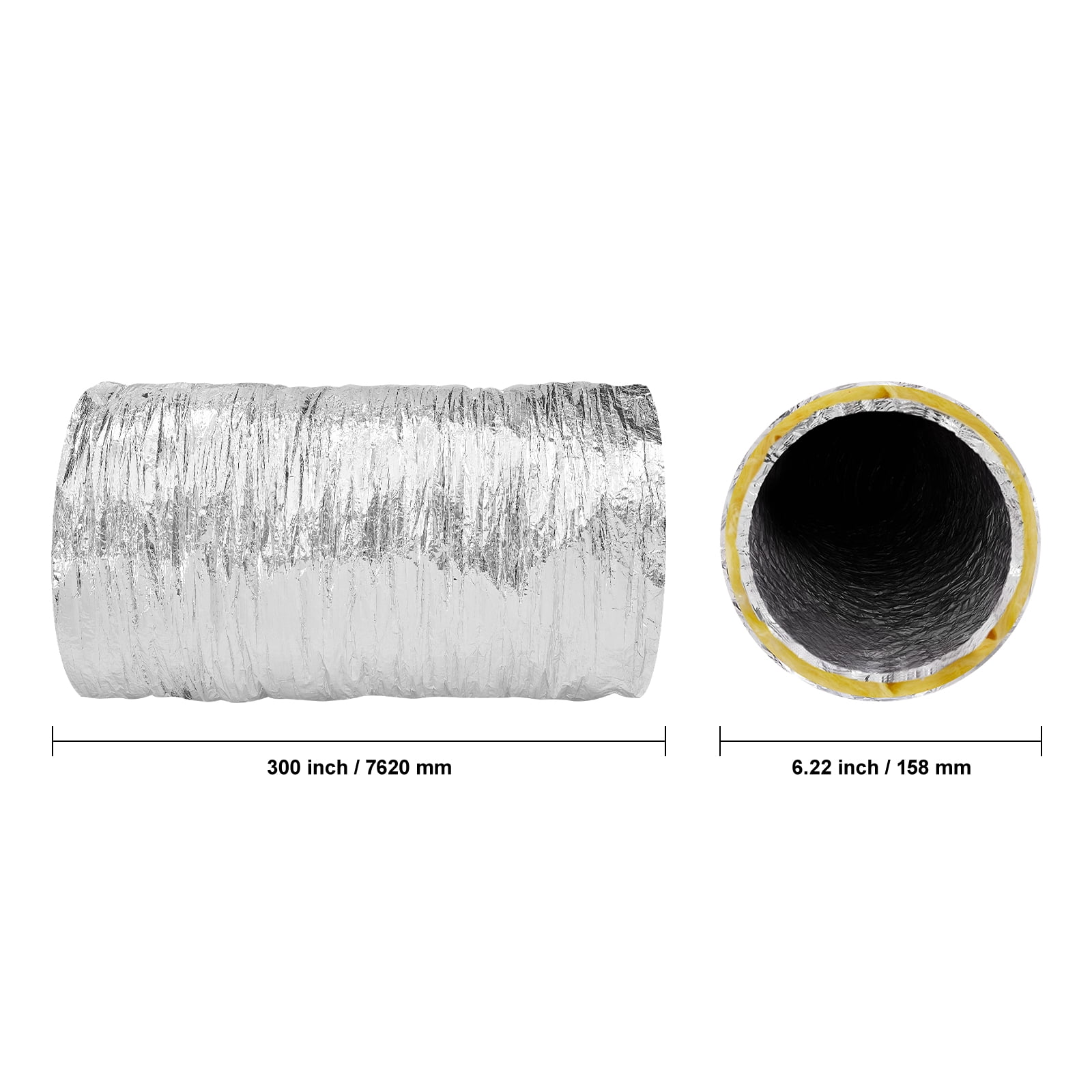 KFFKFF 6in x 25ft Insulated Flexible Duct Dryer Vent Hose HVAC Ventilation R-4.2