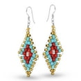 thumbnail image 2 of Tribal Leaf Turquoise and Coral .925 Silver Earrings, 2 of 7