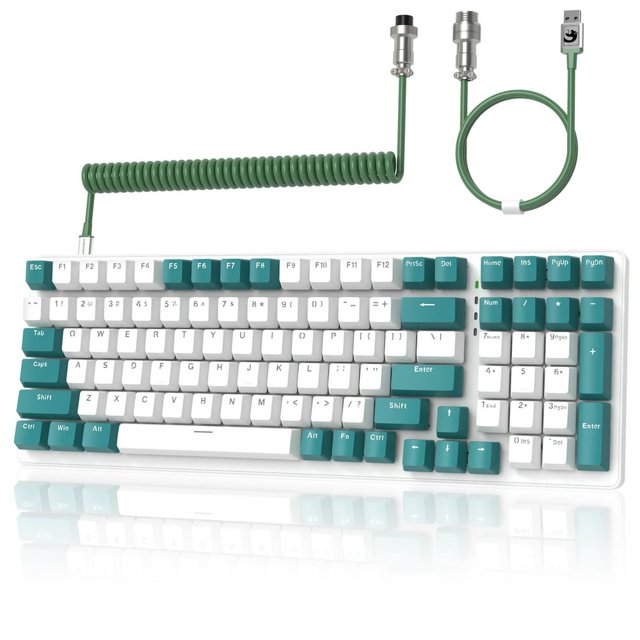 EIGTHTAIL T8 Clavier de Jeu 60 % 68 Touches Mini Clavier Mécanique Filaire Compact avec 18 Commutateurs Bleus Rétroéclairés RVB Chroma Câble de Clavier Bobiné USB-C pour PC Portable Mac XBOX - Bleu Blanc