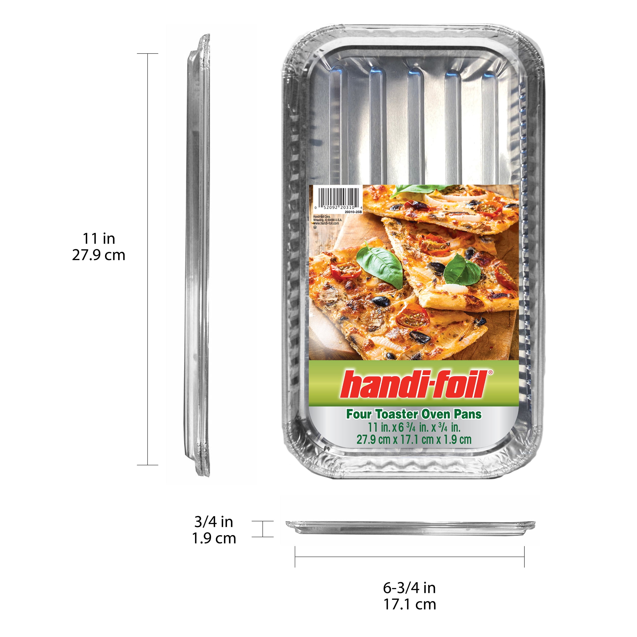 (3 pack) Handi-Foil 11" x 6.75" Aluminum Toaster Oven Tray Pan, 4 Count