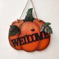thumbnail image 3 of Decoración de puerta de Halloween para una cálida bienvenida Letrero de calabaza de madera espeluznante, 3 of 7