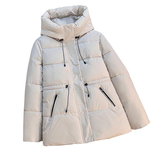 Économies Automne/hiver! srobpty Veste Matelassée à Manches Longues pour Femmes, Veste Décontractée à Capuche à Manches Longues Colorée pour Dames Blanche, m