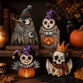 thumbnail image 3 of Halloween Decor, Retro Halloween Decor, Creepy Halloween Decorations, Gothic Halloween Decor, 6X6X0.5 Inch Double-Sided Printed Distressed Smiling Ghost Cat Wooden Desktop Sign, 3 of 3