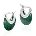 thumbnail image 2 of Chic and Sleek Green Malachite Crescent Moon on Sterling Silver Huggie Earrings, 2 of 5