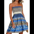 thumbnail image 2 of Vestidos de Verano para Mujer, Pareos Playeros, Sin Tirantes, Bohemios, con Estampado Floral. Azul Real S, 2 of 9