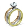 thumbnail image 4 of Womens Rings Three ToneÂ IP Gold & IP Rose Gold & High Polished) Stainless Steel Ring with AAA Grade CZ in Clear TK1274, 4 of 4