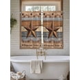 thumbnail image 4 of Western Texas Star Vintage Bathroom Window Curtain, Retro Farmhouse Gray Brown Wooden Light Filtering Coffee Kitchen Curtains, Bedroom Living Room Curtains 2 Panel 84"x45", 4 of 6
