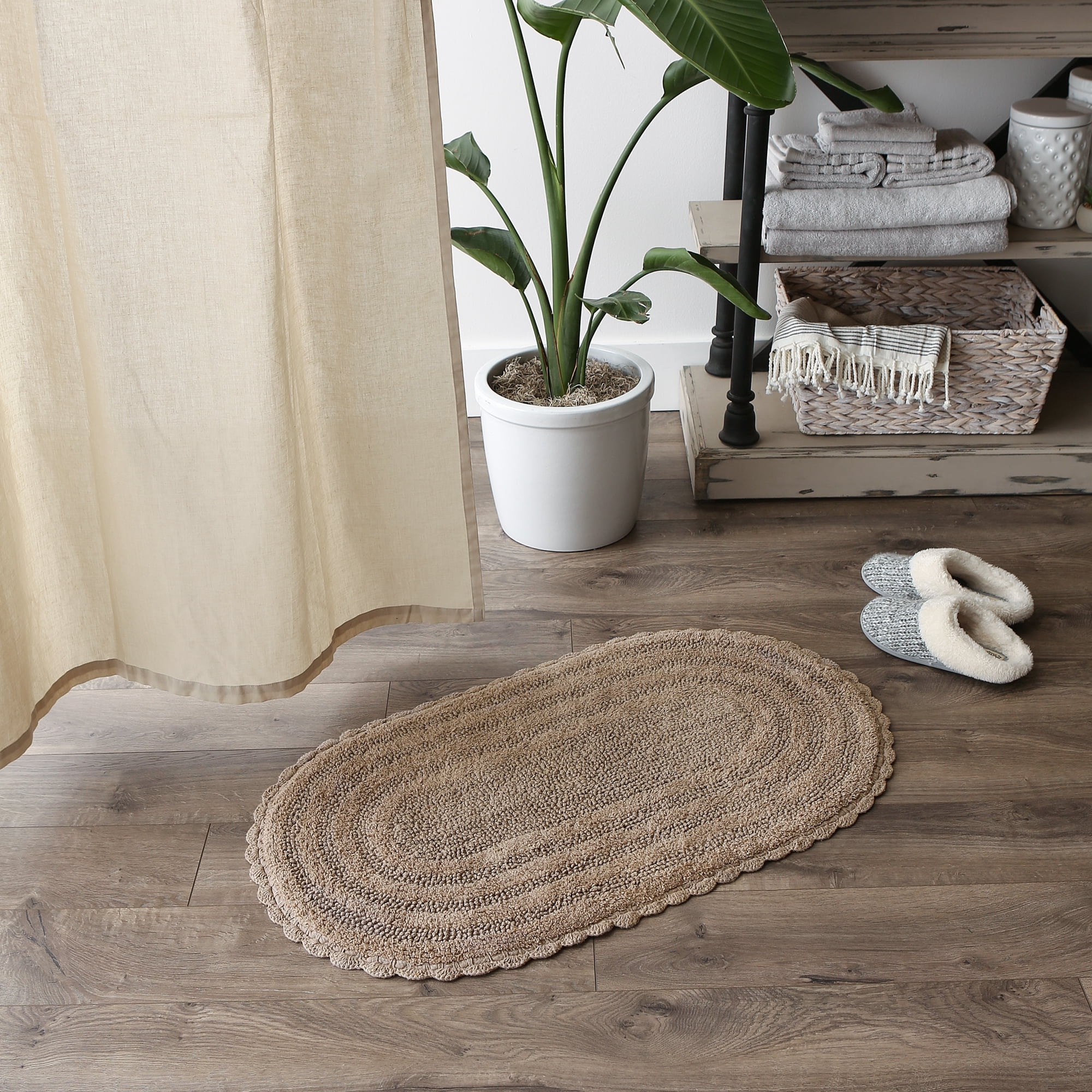Stone Large Oval Crochet Bath Mat